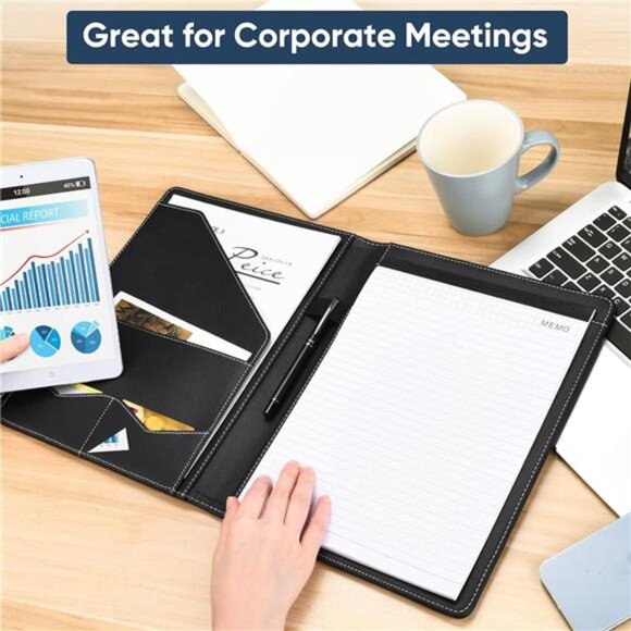 Pacific Mailer Padfolio Leather Binder, Interview Legal Document Organizer - Picture 5 of 16